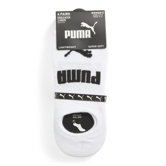 PUMA White 6pk Sneaker Liner Socks - Picture 1 of 1